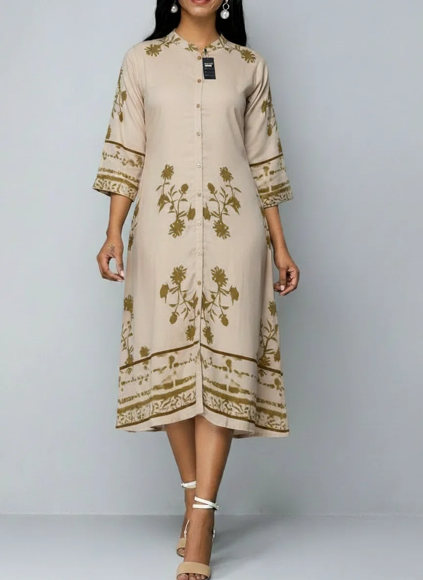 Golden Bloom Maxi Dress — Cream & Antique Gold Floral